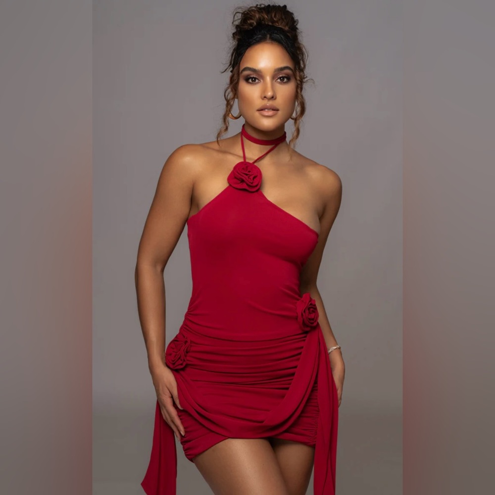 RED TABITHA HALTER MINI DRESS JLUXLABEL  NWT
